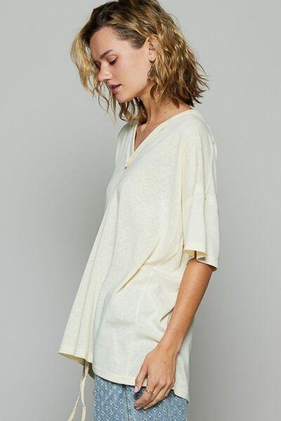 POL V-Neck Half Sleeve T-Shirt - Clothes For Her Online Store