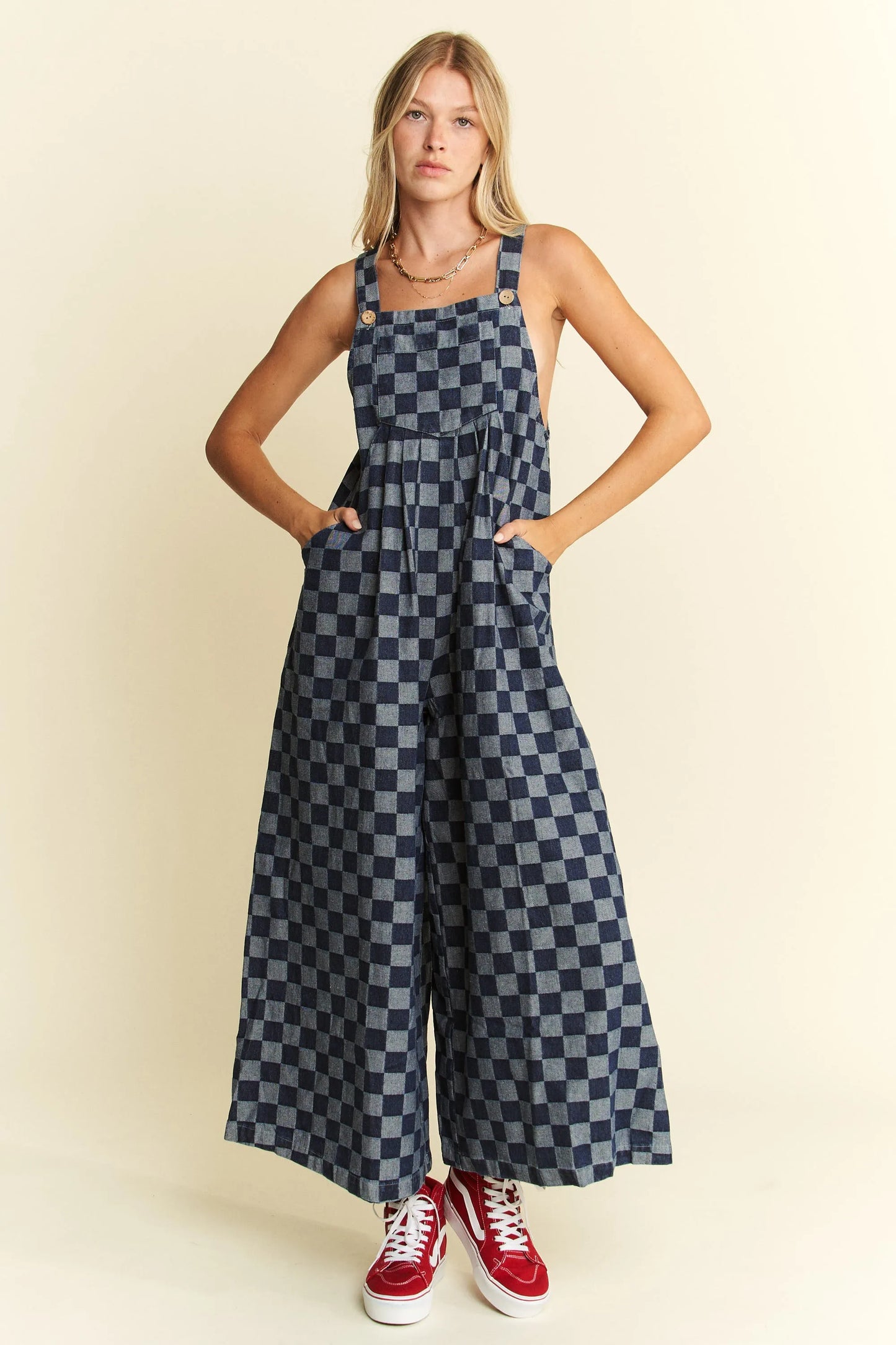 Jade By Jane Denim Checkered Jumpsuit - Clothes For Her Online Store