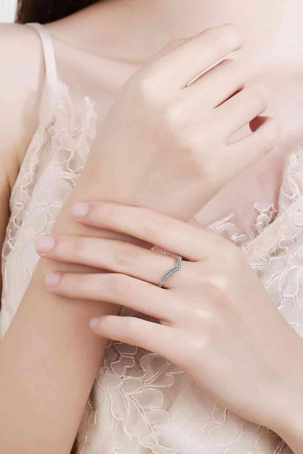 Minimalist Moissanite Rhodium-Plated Ring - Clothes For Her Online Store