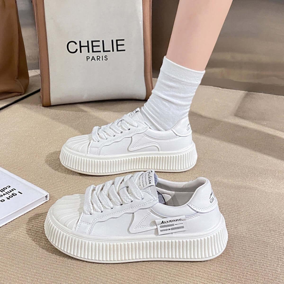 Lace Up Round Toe Platform Sneakers - Clothes For Her Online Store