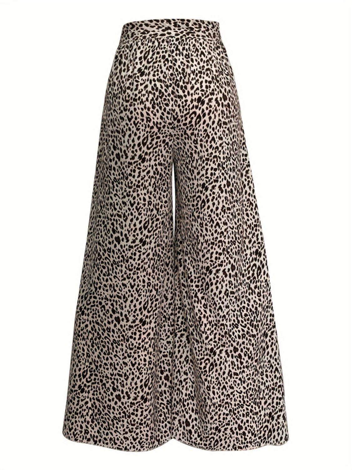 Leopard Wide Leg Pants - Clothes For Her Online Store