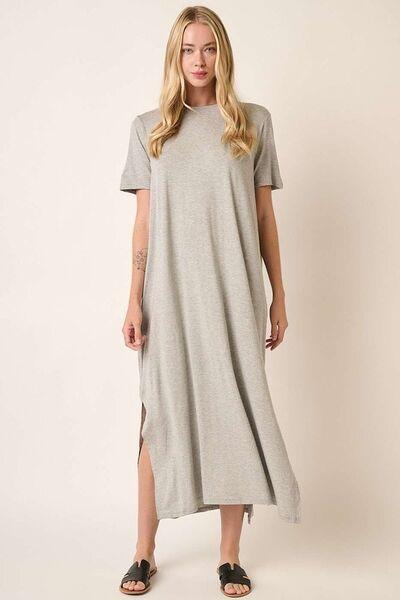 Mittoshop Side Slit Round Neck Short Sleeve Dress - Clothes For Her Online Store