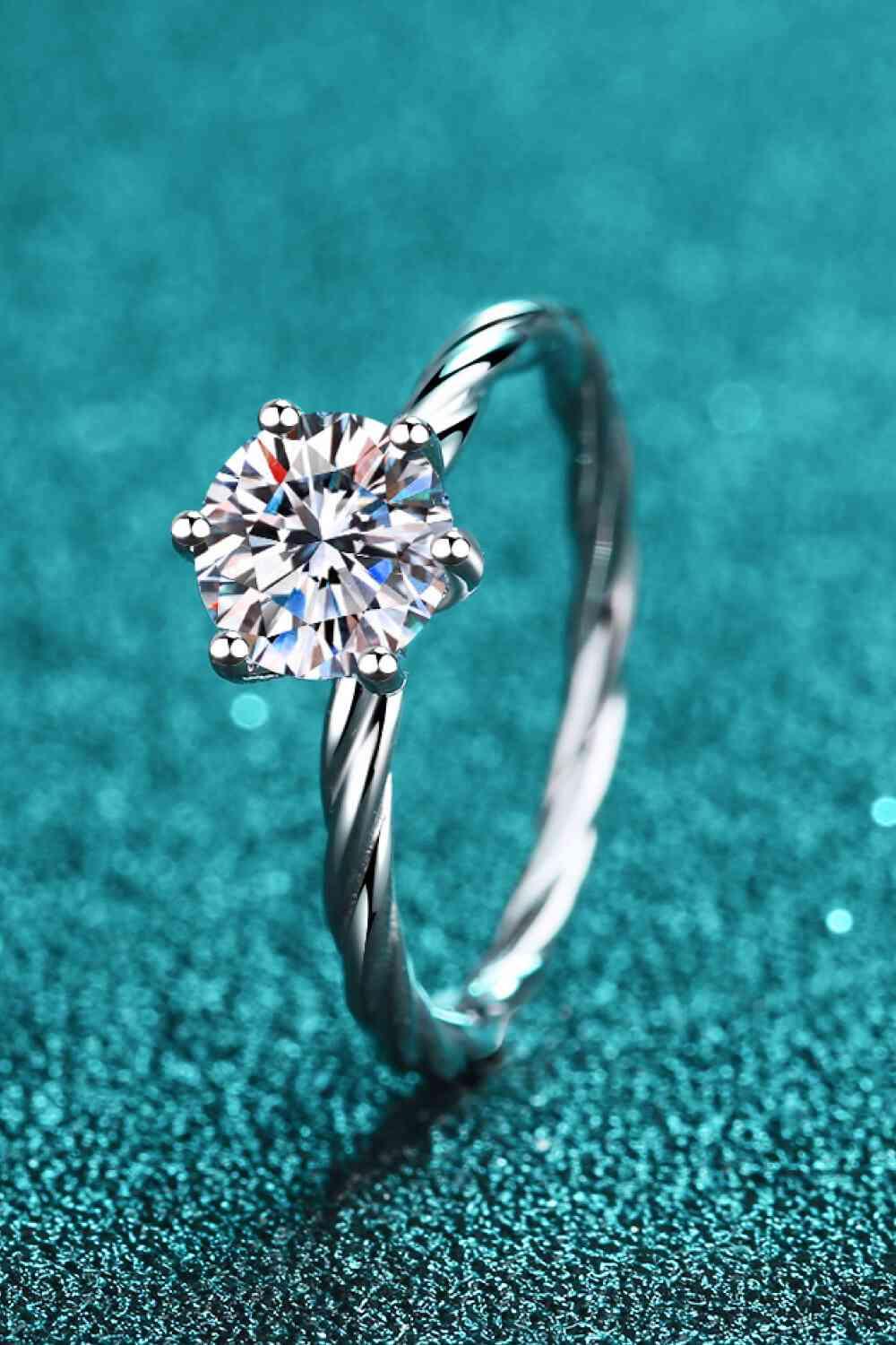 1 Carat Moissanite 6-Prong Twisted Ring - Clothes For Her Online Store