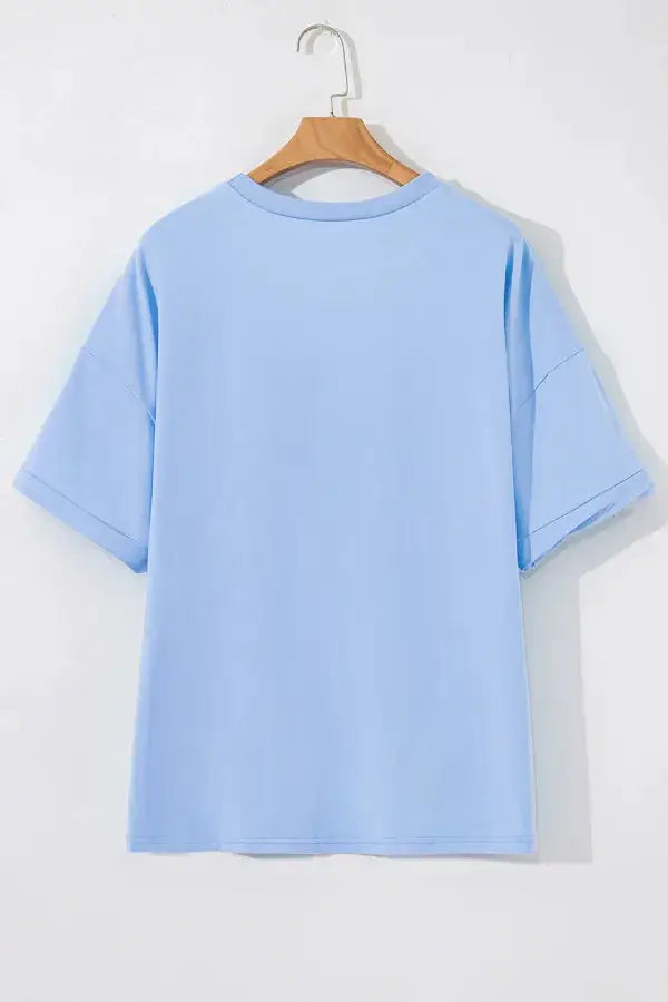 Sequined American Flag Dropped Shoulder T Shirt - Clothes For Her Online Store