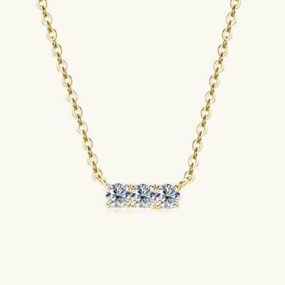 925 Sterling Silver Inlaid Moissanite Bar Necklace - Clothes For Her Online Store