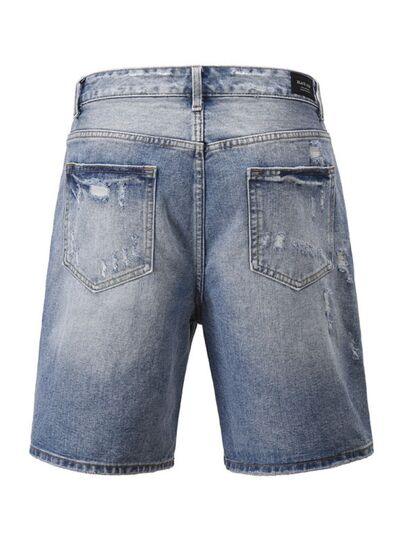 Men's Distressed Denim Bermuda Shorts - Clothes For Her Online Store