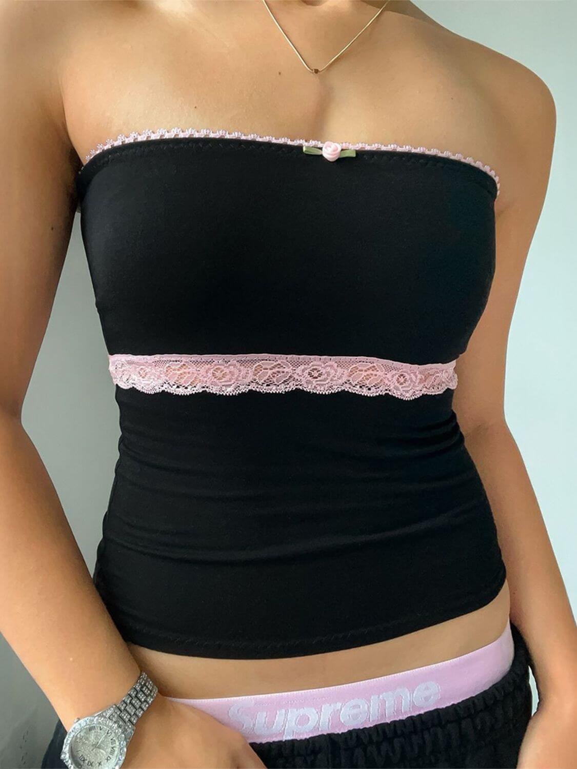 Devine Lace Detail Tube Top - Clothes For Her Online Store