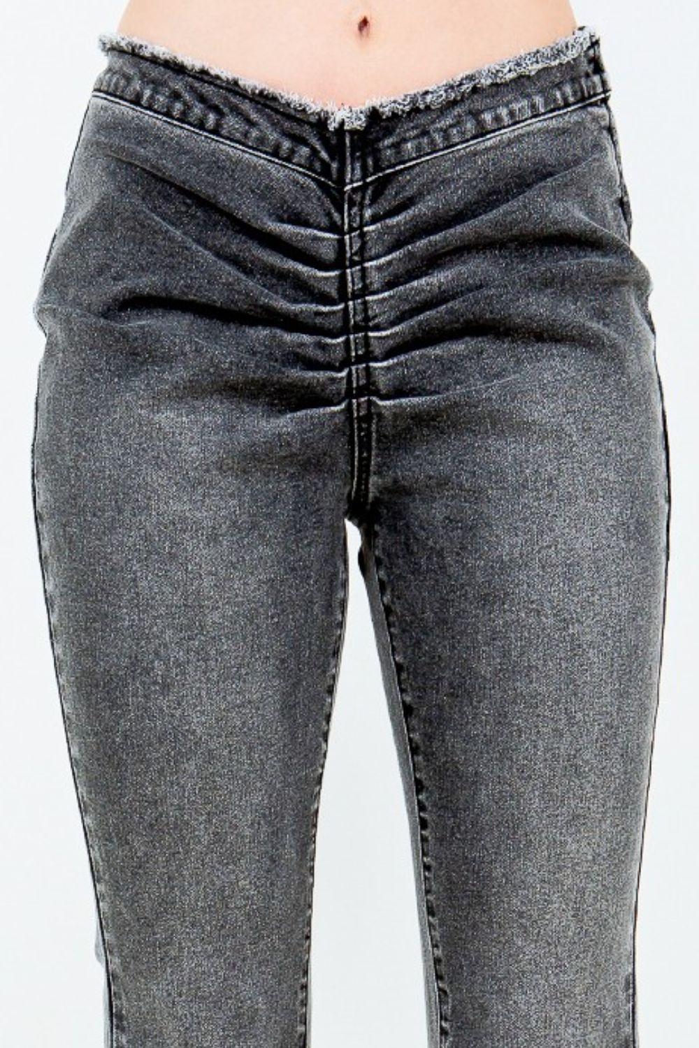 American Bazi V-Cut Ruched Flare Pants - Clothes For Her Online Store