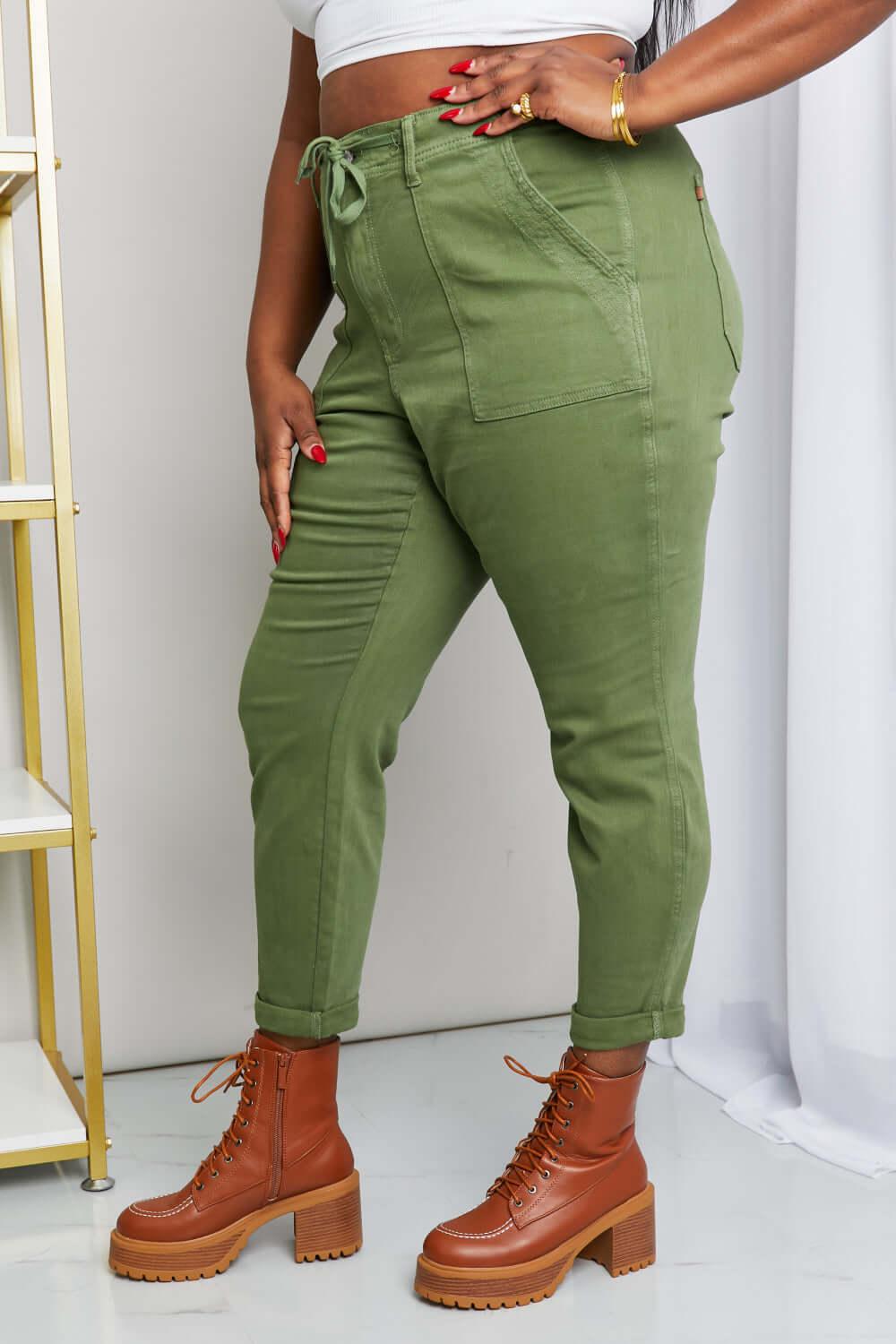 Judy Blue Full Size Drawstring Waist Pocket Jeans - Clothes For Her Online Store