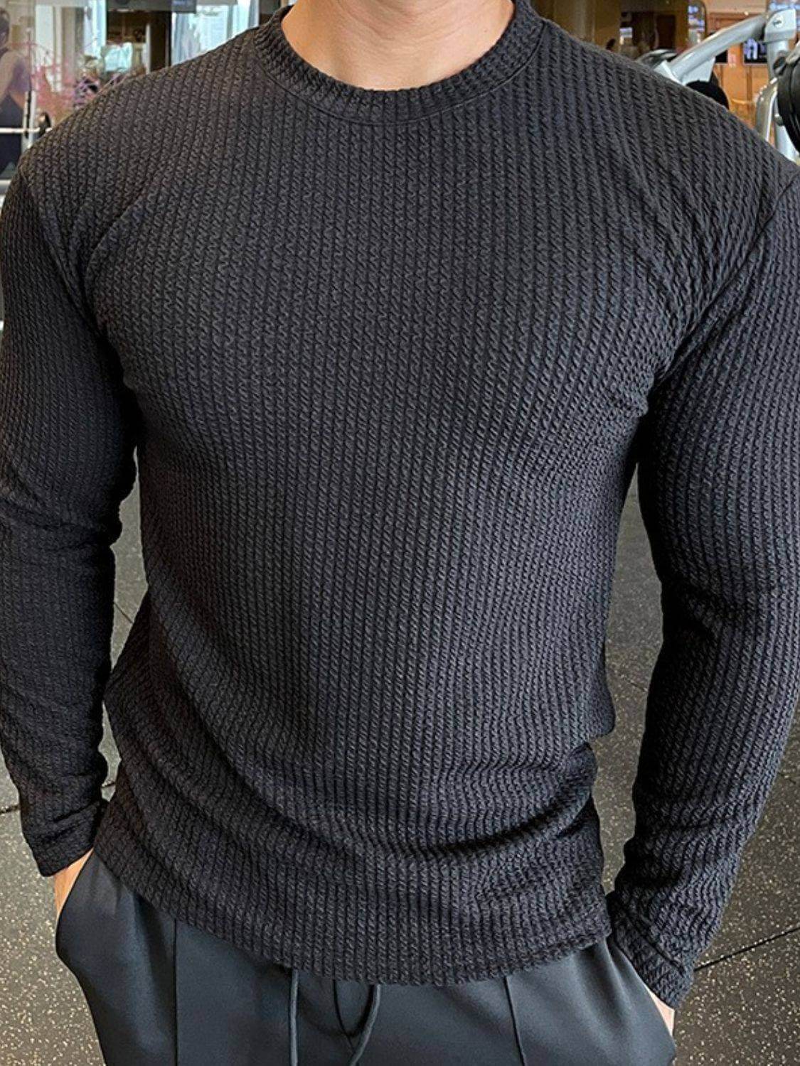 Men's Plus Size Round Neck Long Sleeve T-Shirt