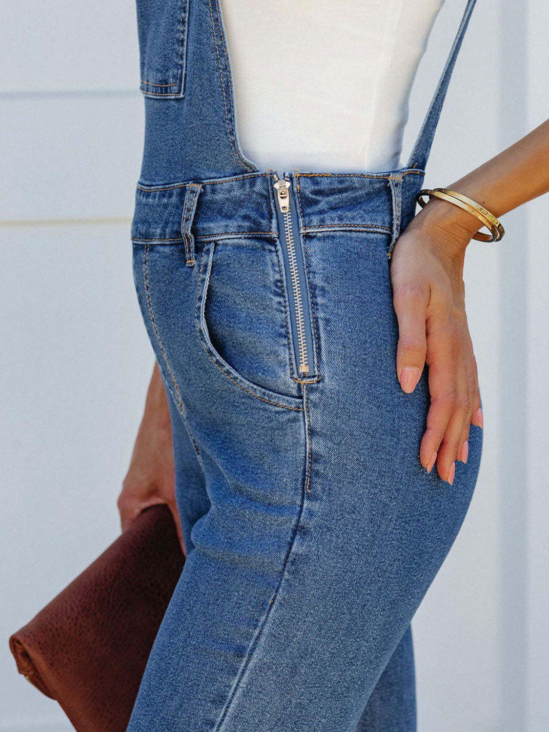 Raw Hem Denim Overall - Clothes For Her Online Store