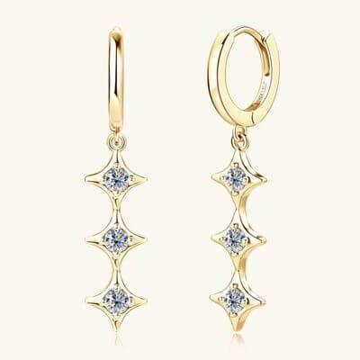 Moissanite 925 Sterling Silver Geometric Shape Earrings - Clothes For Her Online Store