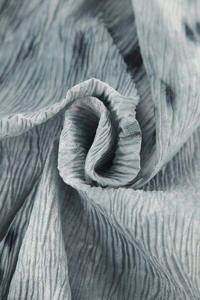 Printed Ruffled Off-Shoulder Blouse with Flower Neck Tie - Clothes For Her Online Store