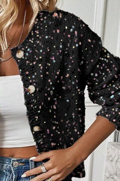 Confetti Button Up Long Sleeve Cardigan - Clothes For Her Online Store