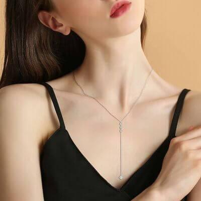 1.3 Carat Moissanite 925 Sterling Silver Drop Necklace - Clothes For Her Online Store