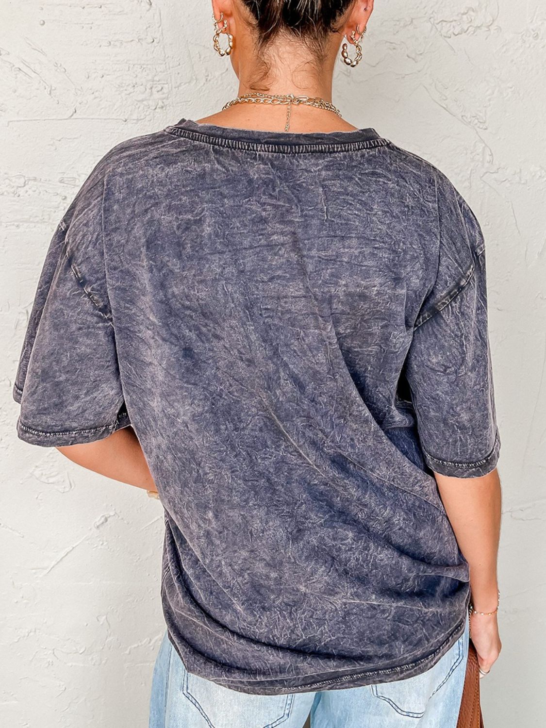 TEXAS Steer Head Graphic Mineral Wash Oversized T-Shirt - Clothes For Her Online Store