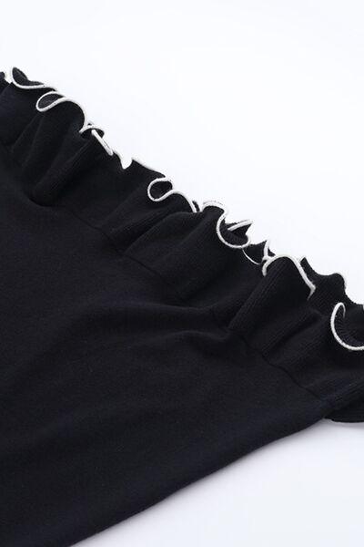 Contrast Trim Long Sleeve Mini Dress - Clothes For Her Online Store