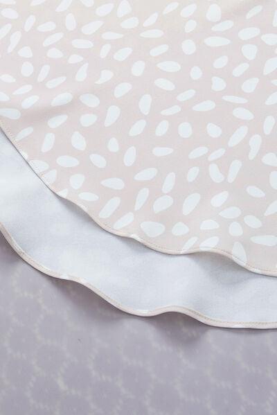 Printed Round Neck Ruffled Half Sleeve Blouse - Clothes For Her Online Store