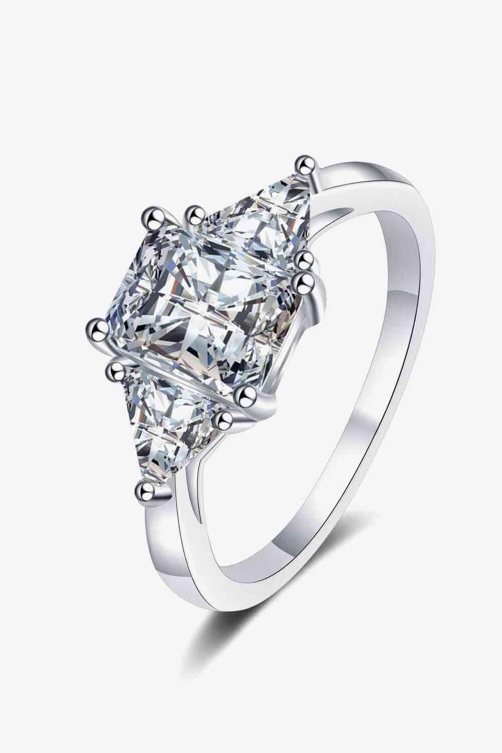 3 Carat Moissanite 925 Sterling Silver Rhodium-Plated Ring - Clothes For Her Online Store