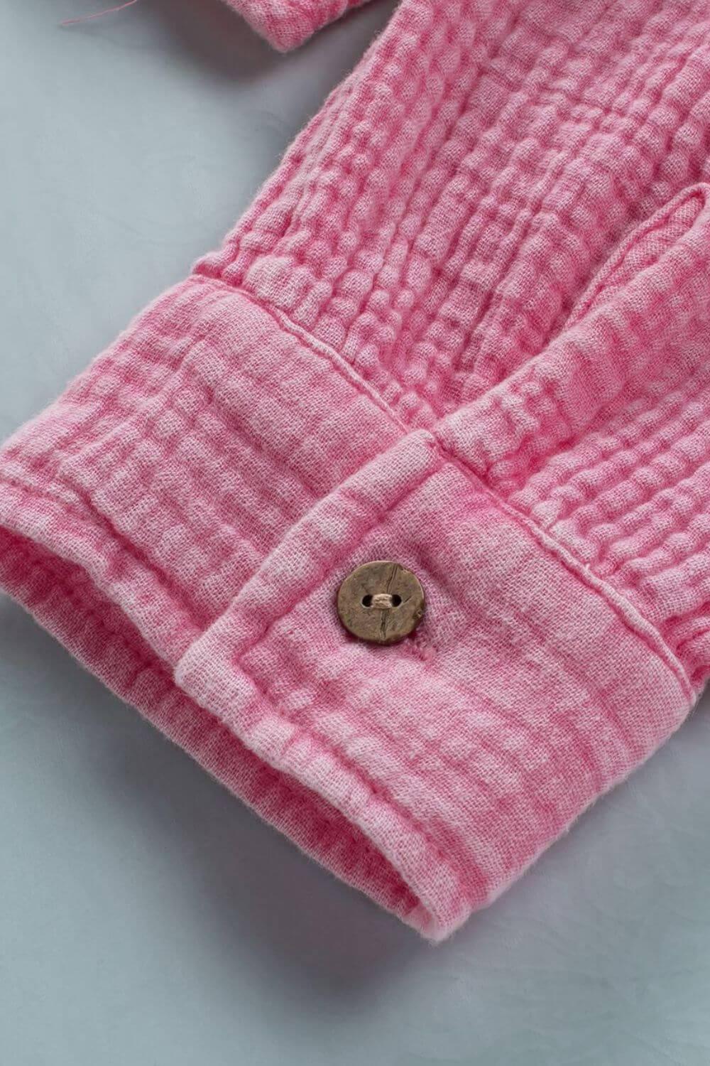 Button Down Collared Neck Long Sleeve Shirt - Clothes For Her Online Store