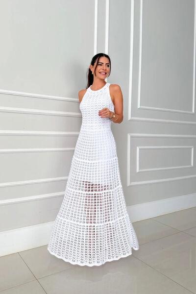 Hollowed-Out Sleeveless Maxi Dress - Clothes For Her Online Store
