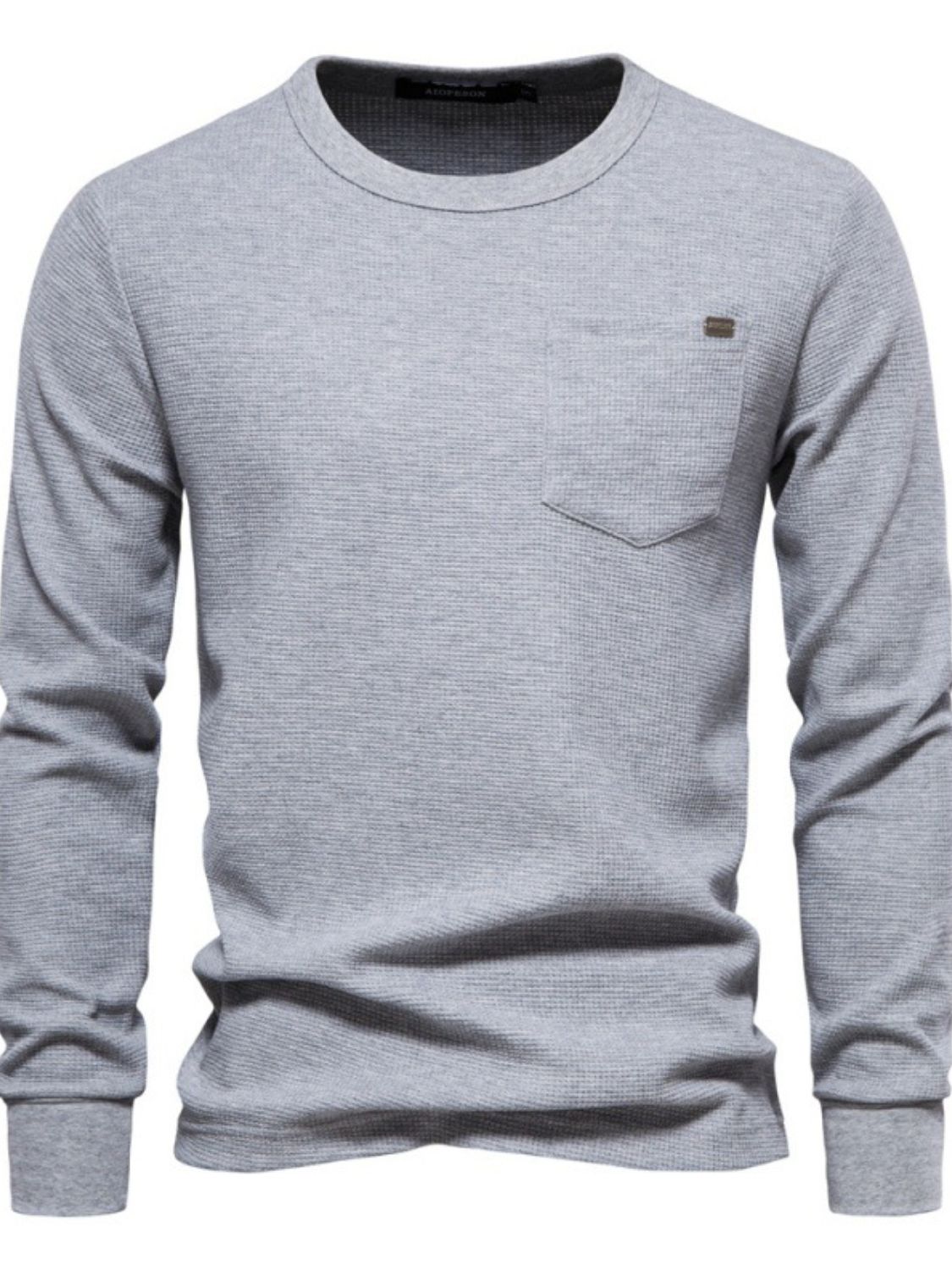 Men's Waffle-Knit Round Neck T-Shirt - Clothes For Her Online Store