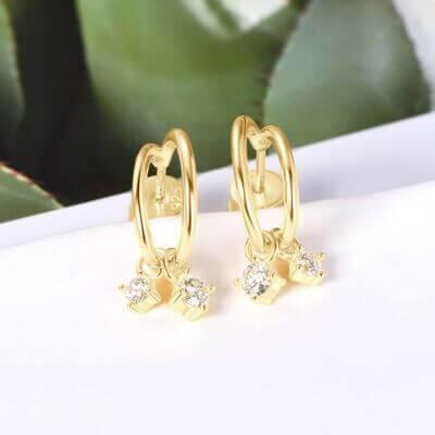 925 Sterling Silver Moissanite C-Hoop Earrings - Clothes For Her Online Store