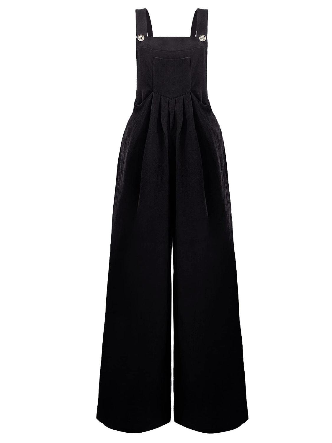 Full Size Square Neck Wide Strap Overalls - Clothes For Her Online Store
