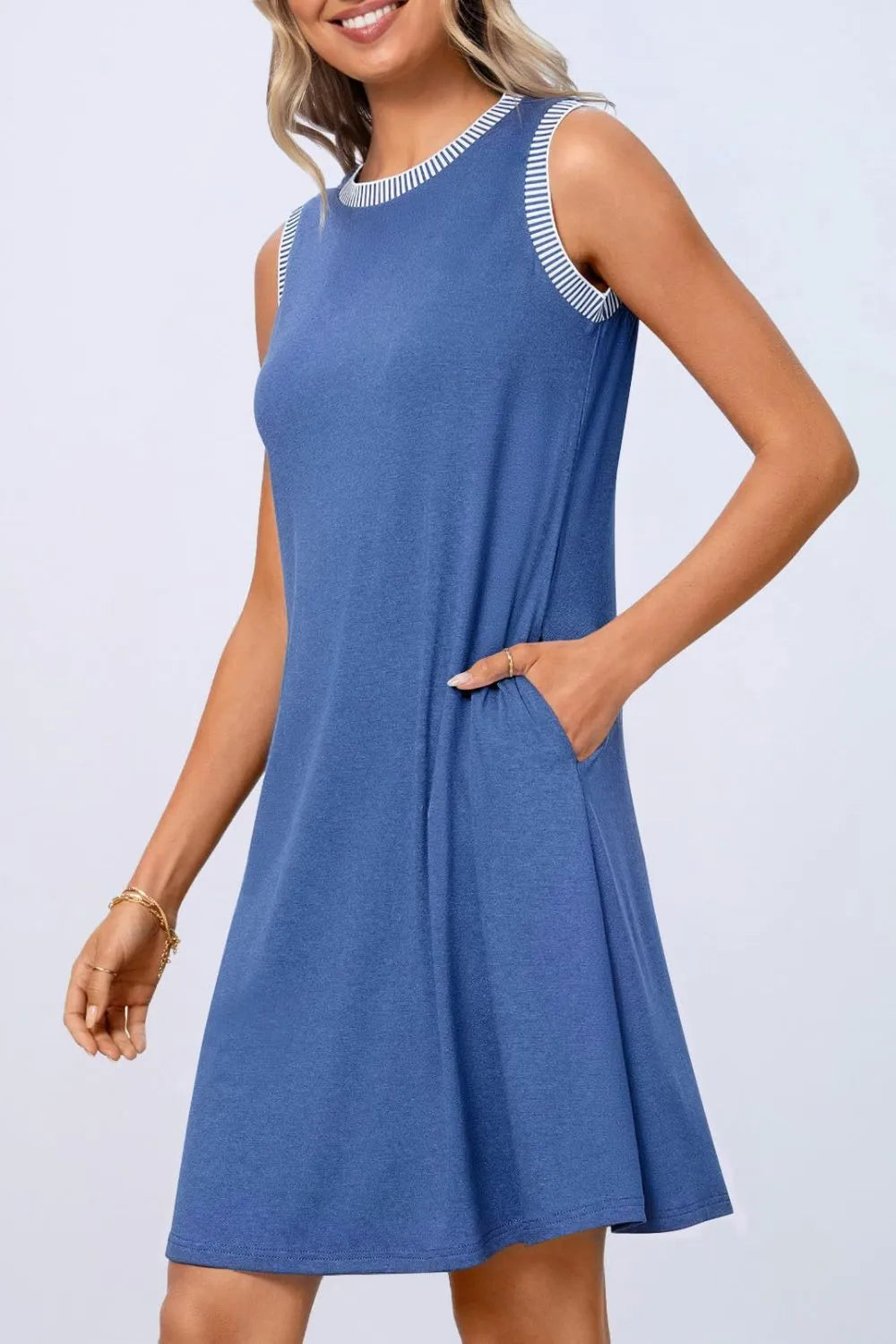 Round Neck Sleeveless Mini Tank Dress
