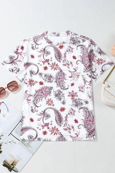 Paisley Mock Neck T Shirt - Clothes For Her Online Store