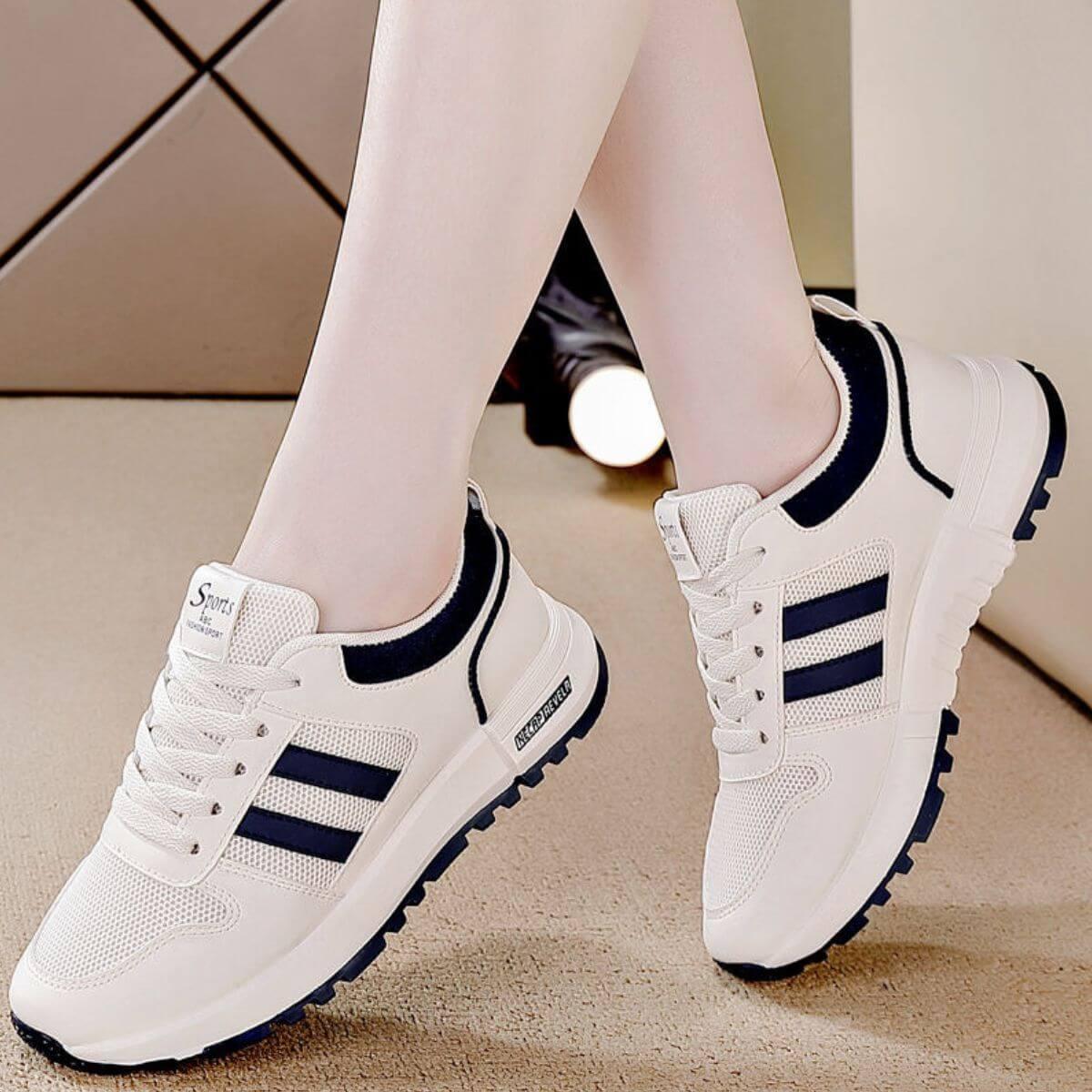 Lace Up Contrast Mesh Breathable Sneakers - Clothes For Her Online Store