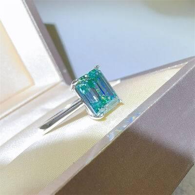 2 Carat 925 Sterling Silver Rectangle Shape Moissanite Ring - Clothes For Her Online Store