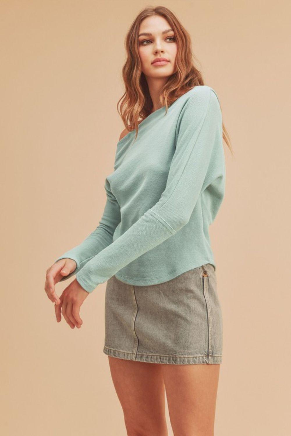 Aemi + Co One Shoulder Long Sleeve Knit Top - Clothes For Her Online Store