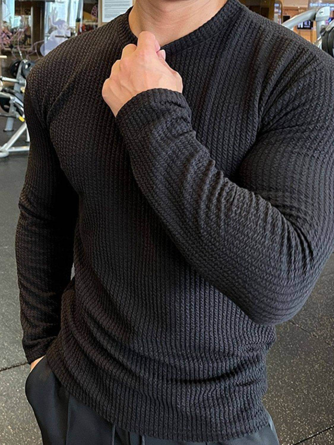 Men's Plus Size Round Neck Long Sleeve T-Shirt