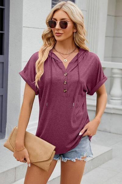 Florira Hooded Short Sleeve T-Shirt - Clothes For Her Online Store