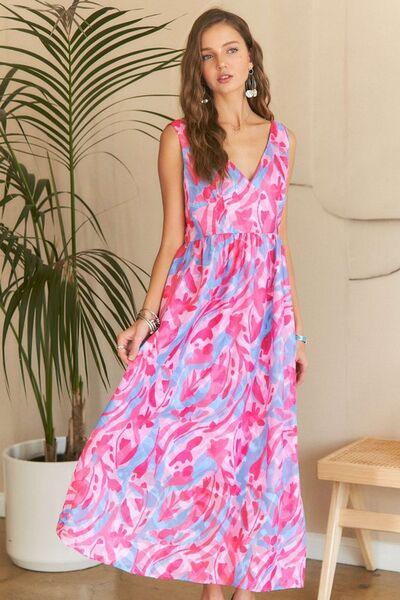 ADORA Abstract Floral V-Neck Maxi Dress - Clothes For Her Online Store