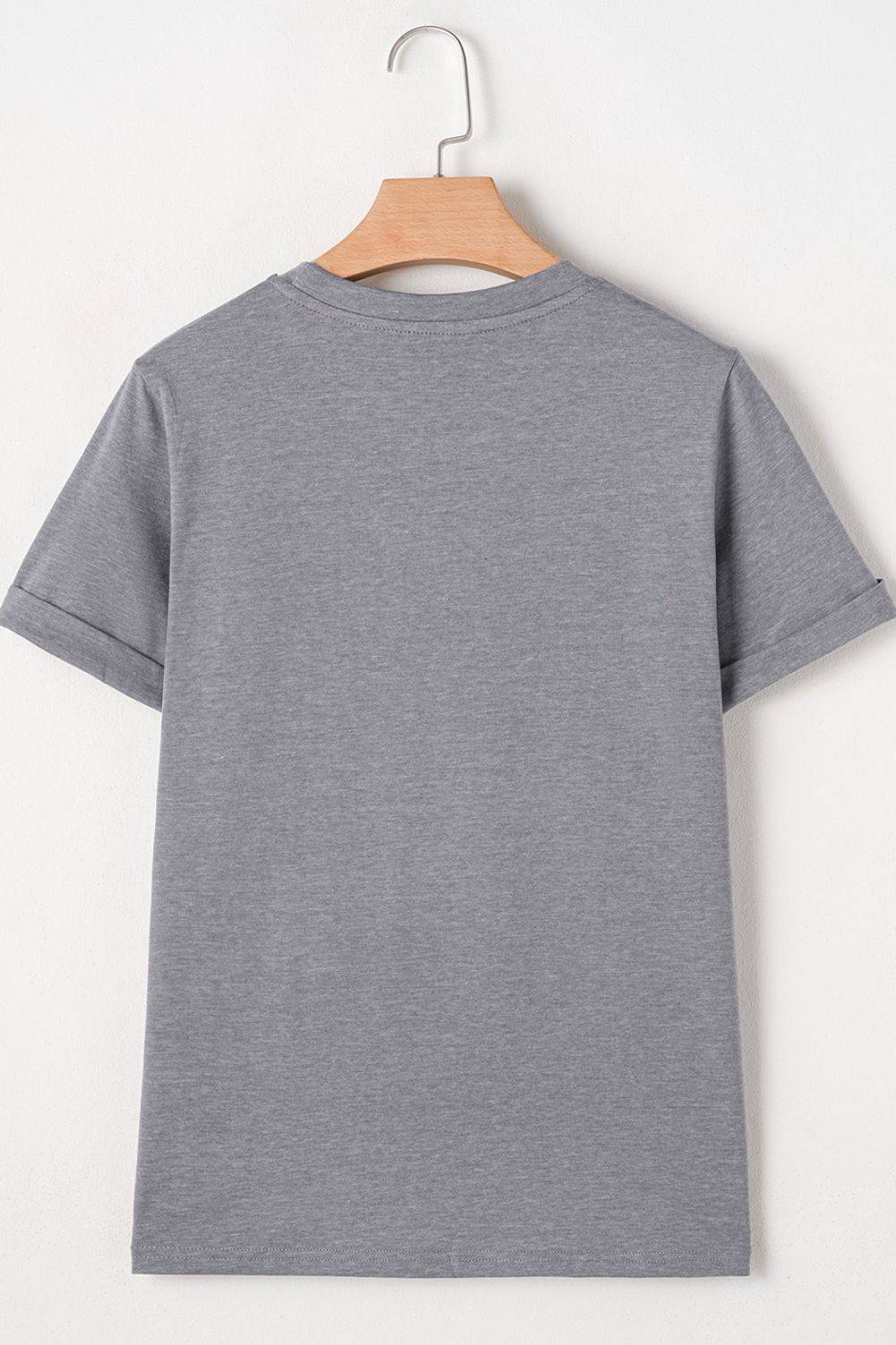 HOPPY Chenille Patch Round Neck Short Sleeve T-Shirt - Clothes For Her Online Store
