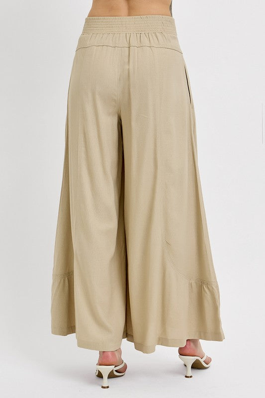 RISEN Shirring Detail Wide Leg Pants - Clothes For Her Online Store