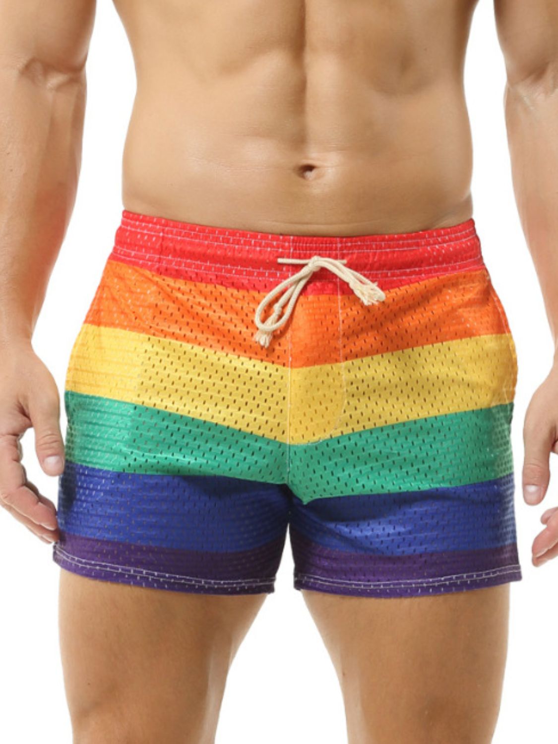 Men's Color Block Drawstring Shorts
