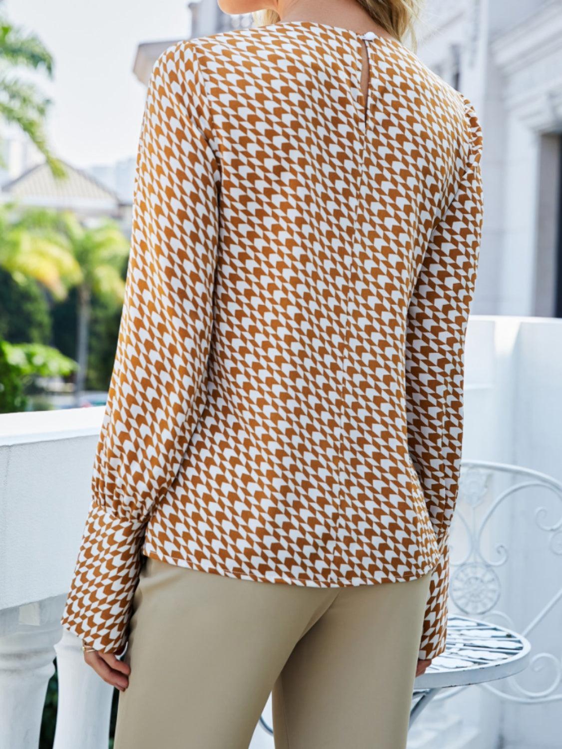 Printed Long Sleeve Blouse - Clothes For Her Online Store