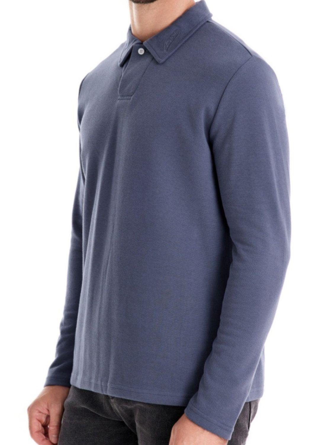 Men's Collared Neck Long Sleeve Polo - Clothes For Her Online Store