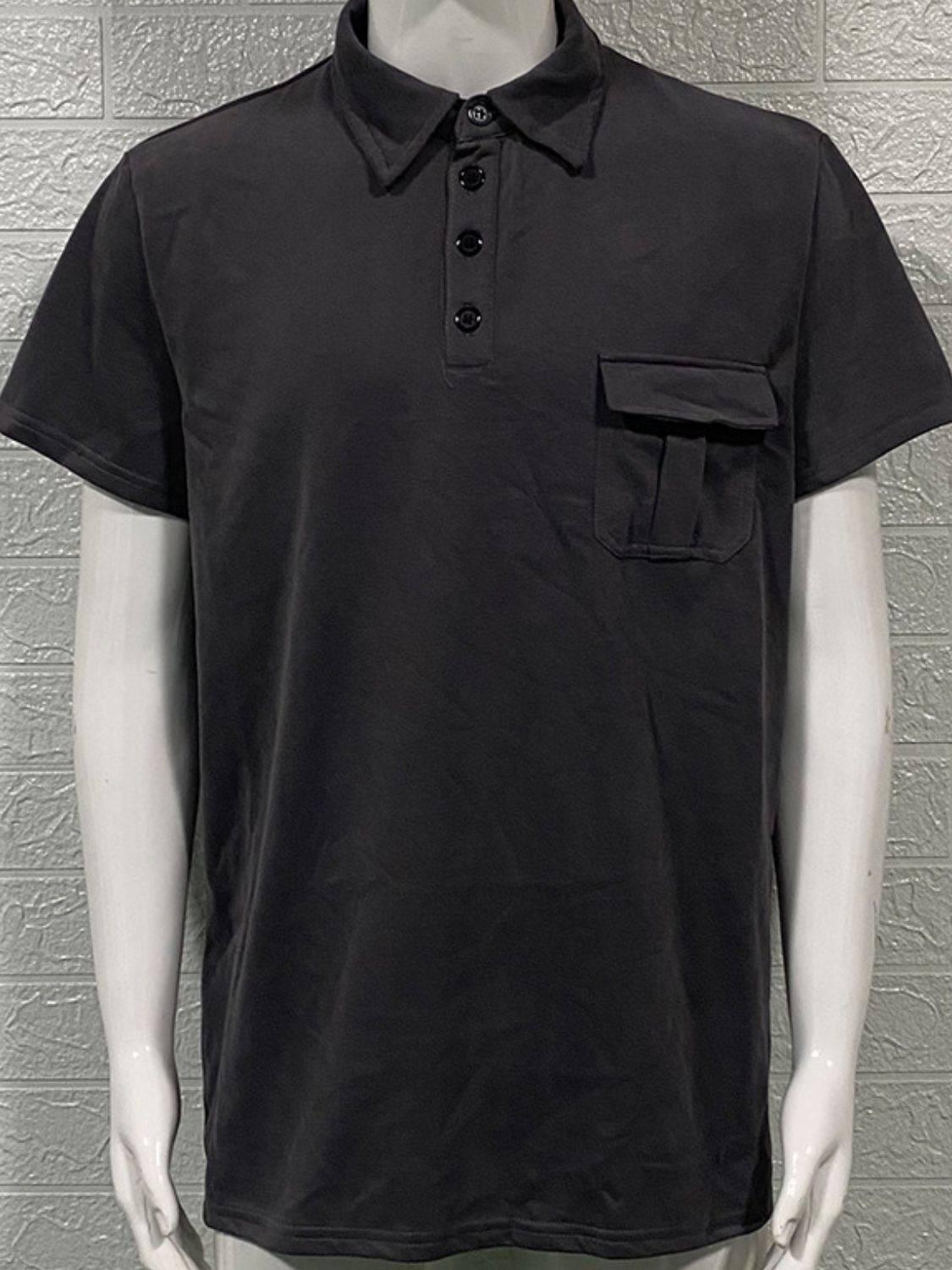 Men's Full Size Collared Neck Short Sleeve Polo Plus Size - Clothes For Her Online Store