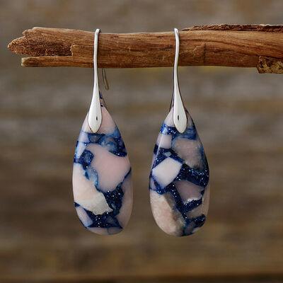 Teardrop Shape Natural Stone Dangle Earrings - Clothes For Her Online Store