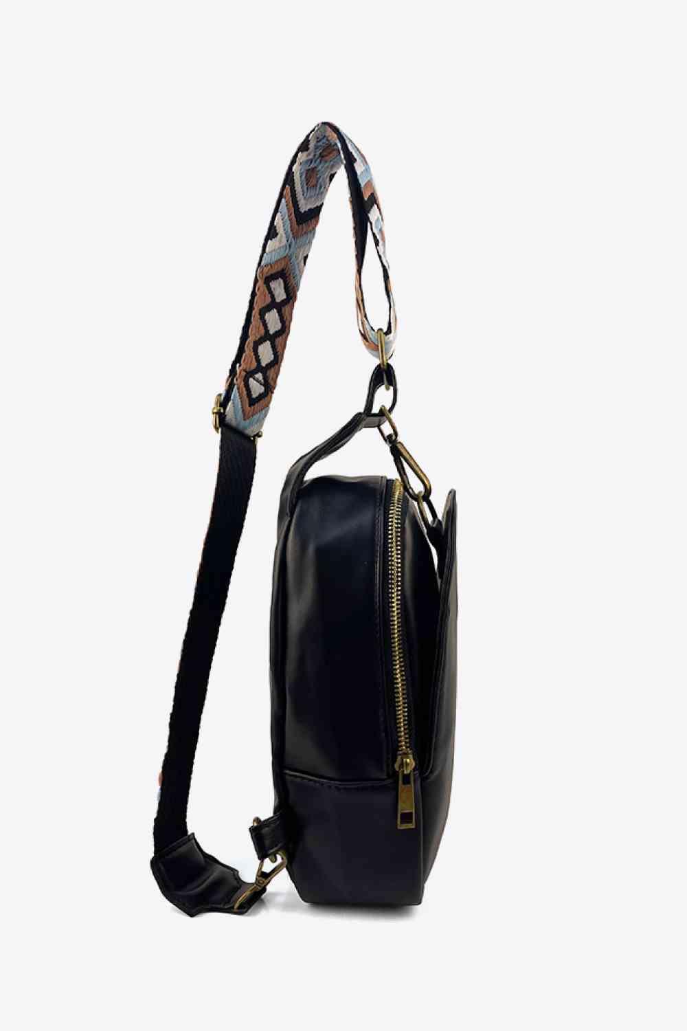 Random Pattern Adjustable Strap PU Leather Sling Bag - Clothes For Her Online Store