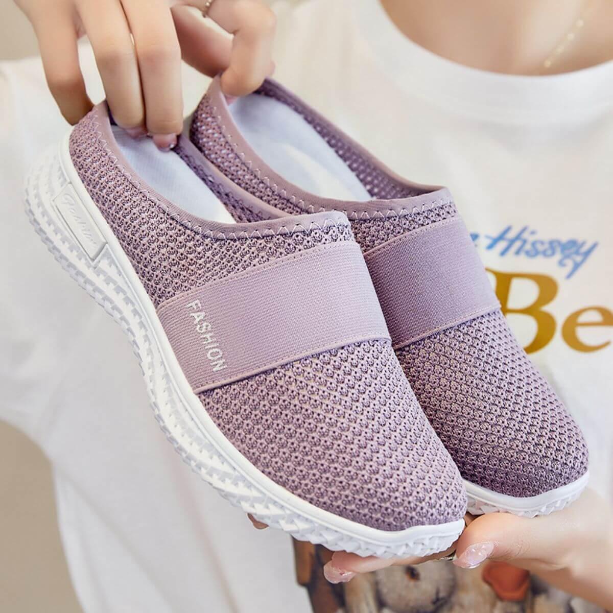 Round Toe Mesh Slip-On Sneakers - Clothes For Her Online Store