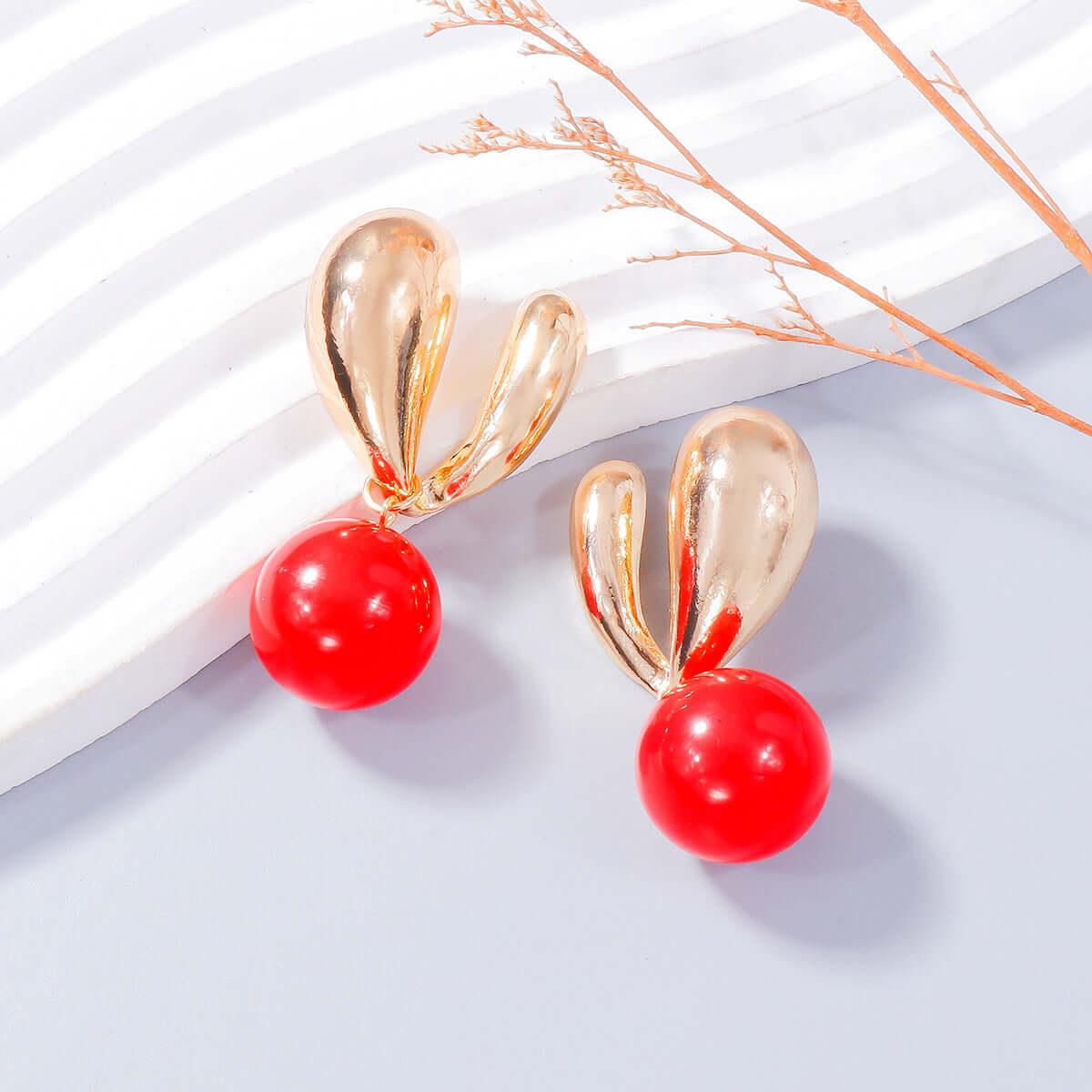 Alloy Drip Oil Bunny Earrings - Clothes For Her Online Store