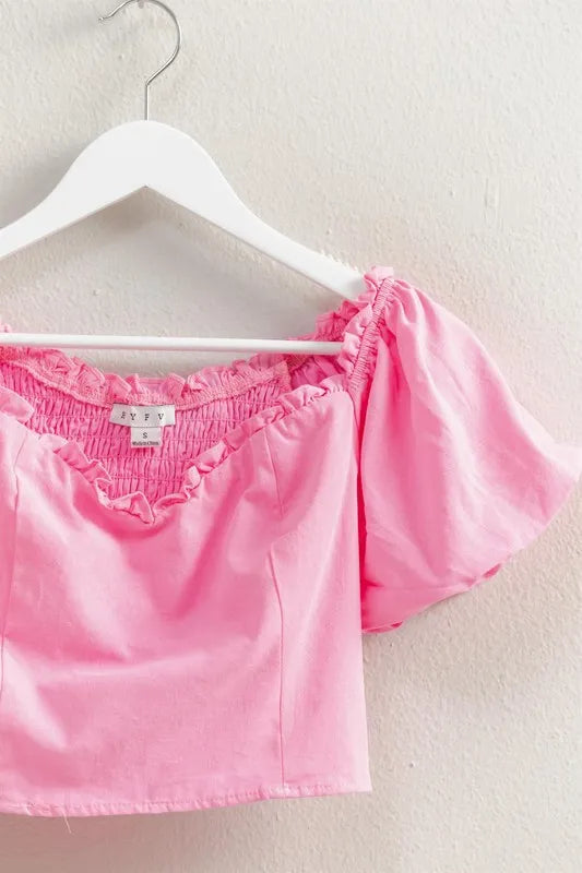 HYFVE Puff Sleeve Sweetheart Neck Top