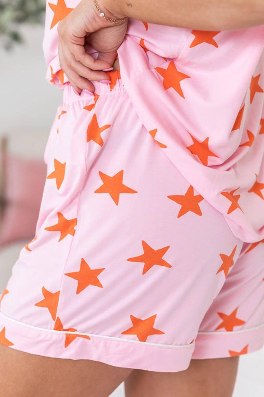 Star Print Short Sleeve Shirt and Shorts Set - Clothes For Her Online Store