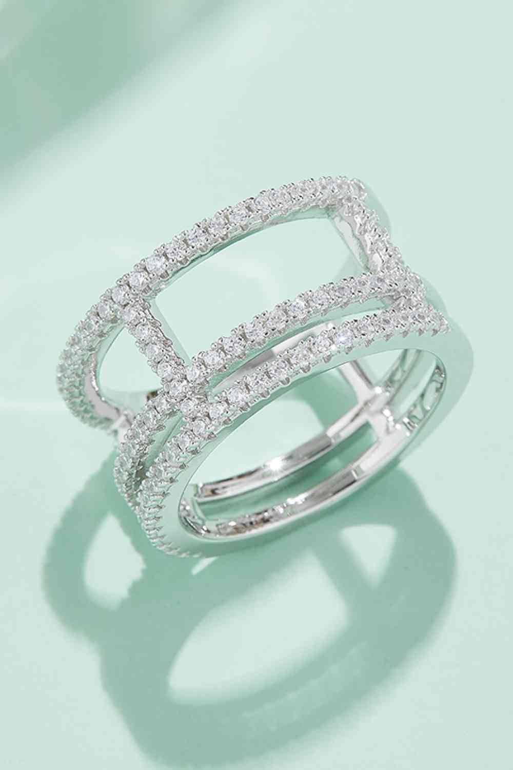Adored Moissanite Cutout Wide Ring - Clothes For Her Online Store