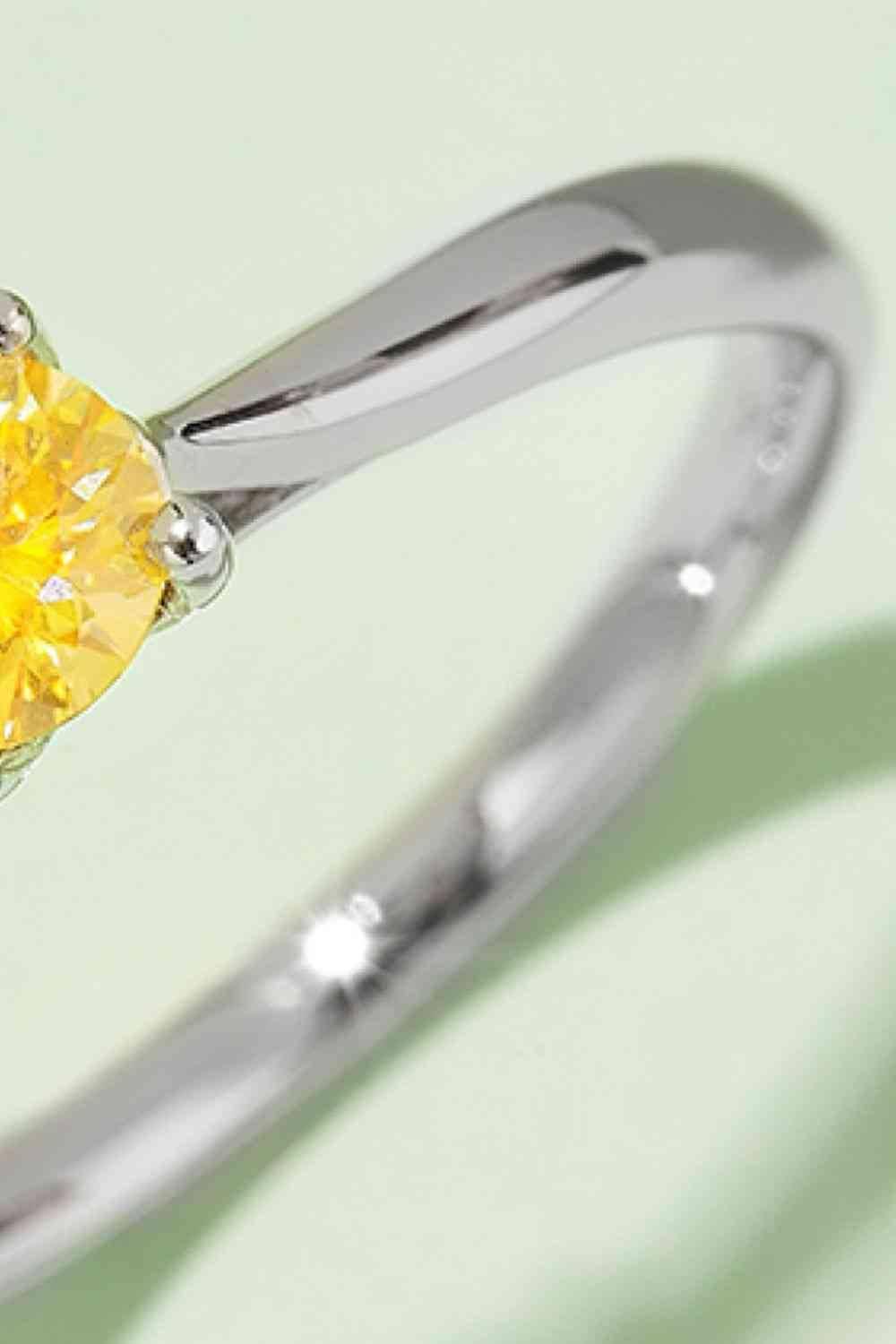 Moissanite Contrast 925 Sterling Silver Solitaire Ring - Clothes For Her Online Store